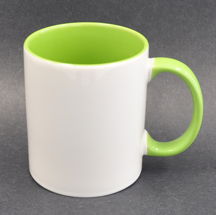 11oz Inner & Handle Lime Green Color Sublimation Coated Mugs
