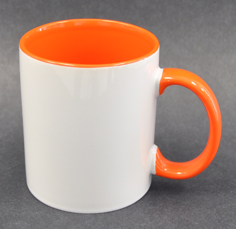 11oz Inner & Handle Orange Color Sublimation Coated Mugs