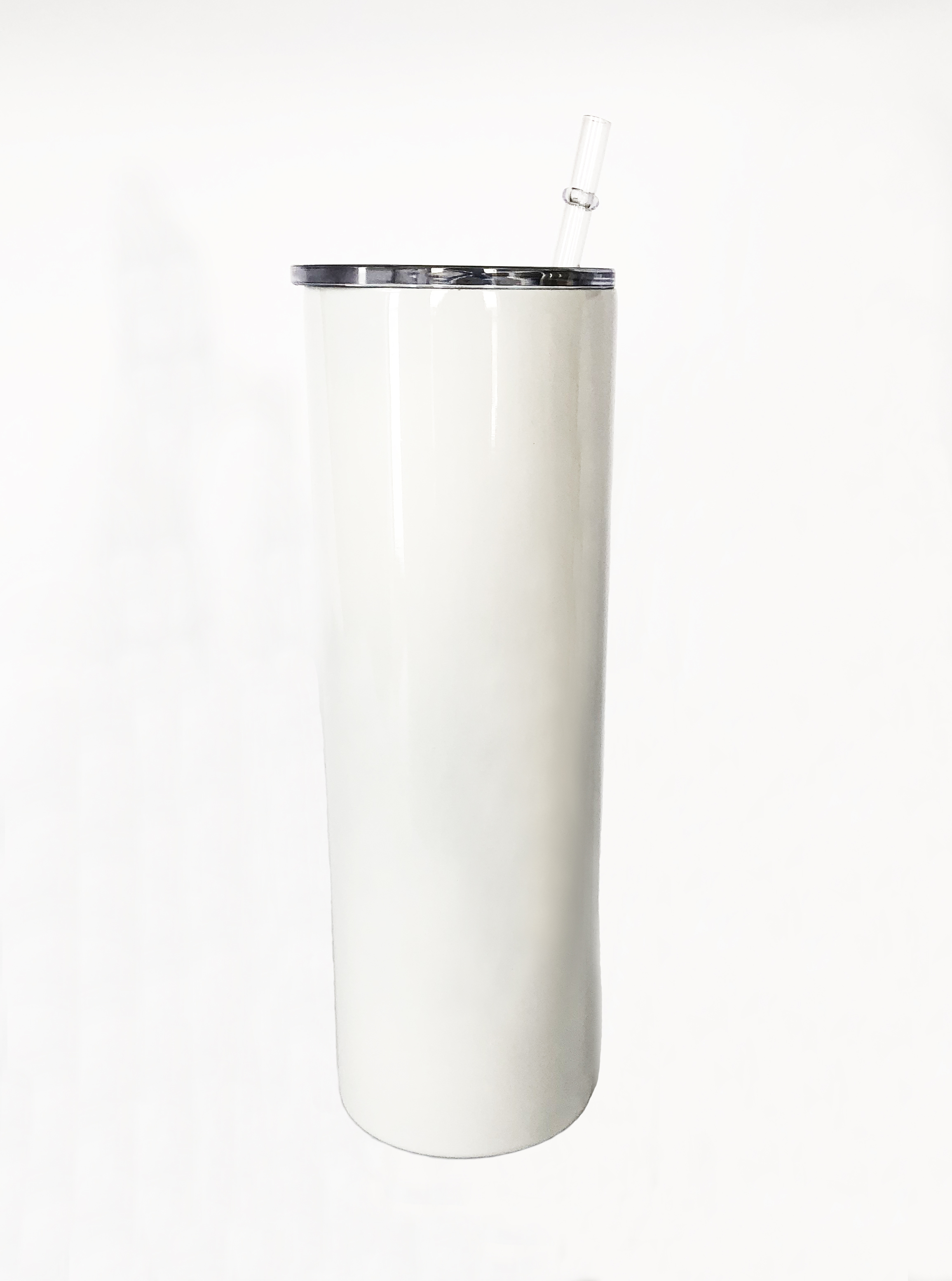 30oz White Sublimation Tumbler Water Bottle, Straw