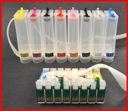 CISS Ink System for Epson Stylus Photo R1900 Large Printer set 8