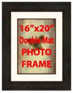 16"x20" Black, Double Mat Photo Frame, Open 11"x14"