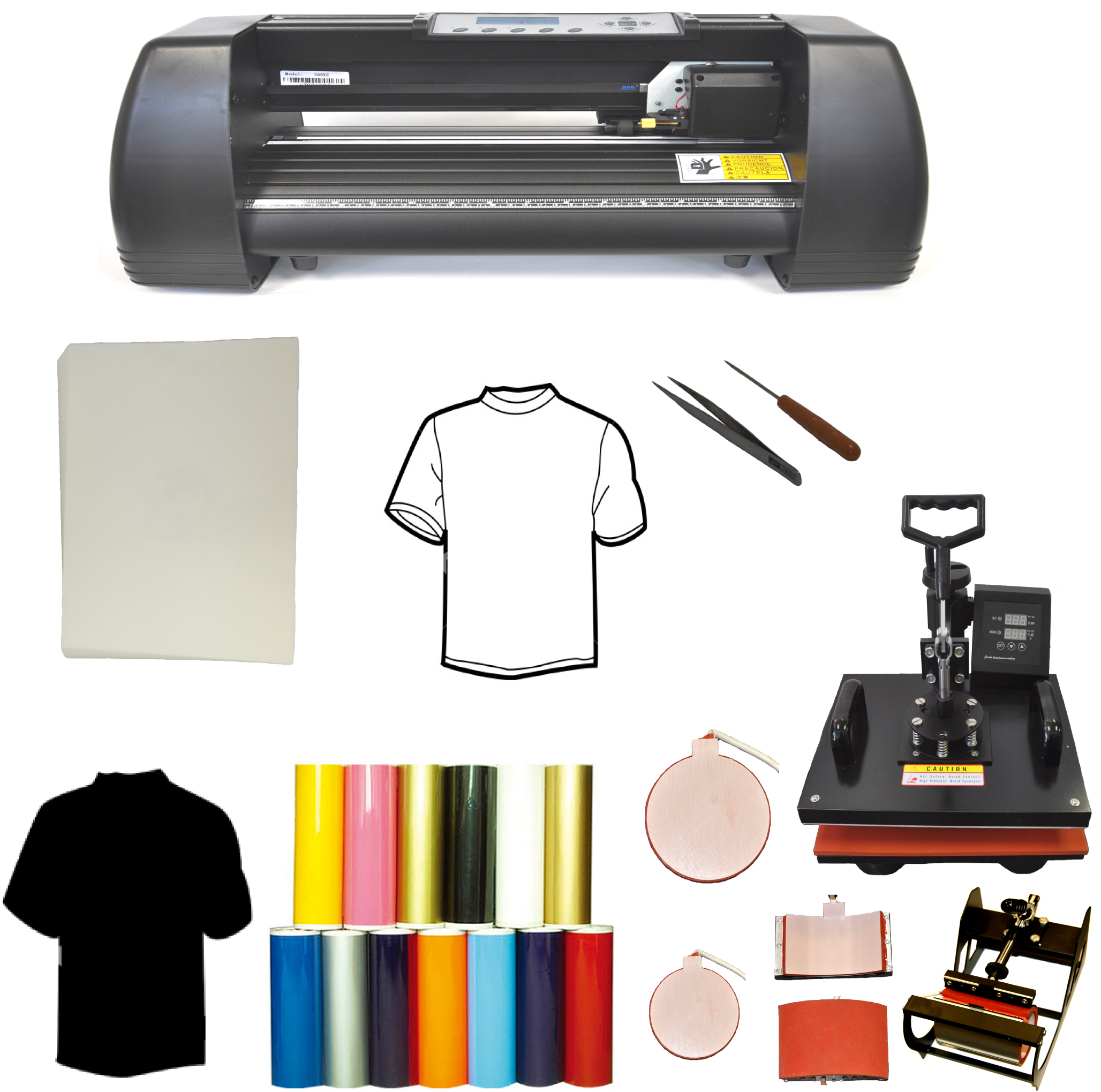 5in1 Heat Press 14" Metal 500g Laser Vinyl Cutter Plotter