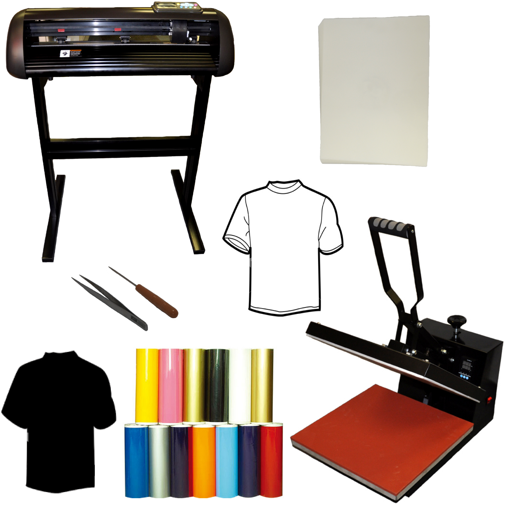 28" 1000g Metal Vinyl Cutter Plotter,15x15 Heat Press, Vinyl