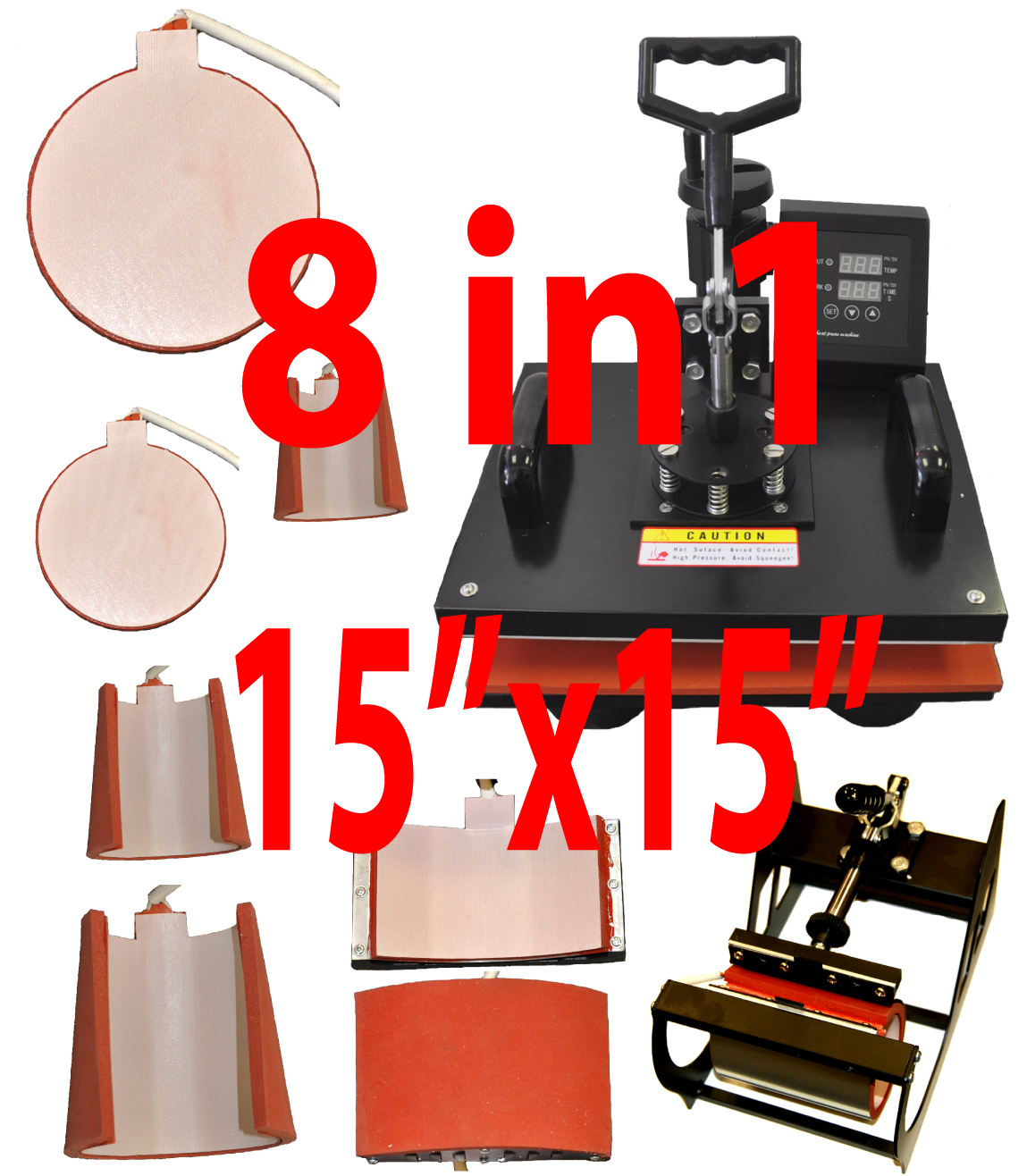 (image for) 8 in 1 15"x15" Multifunction Digital Heat Press