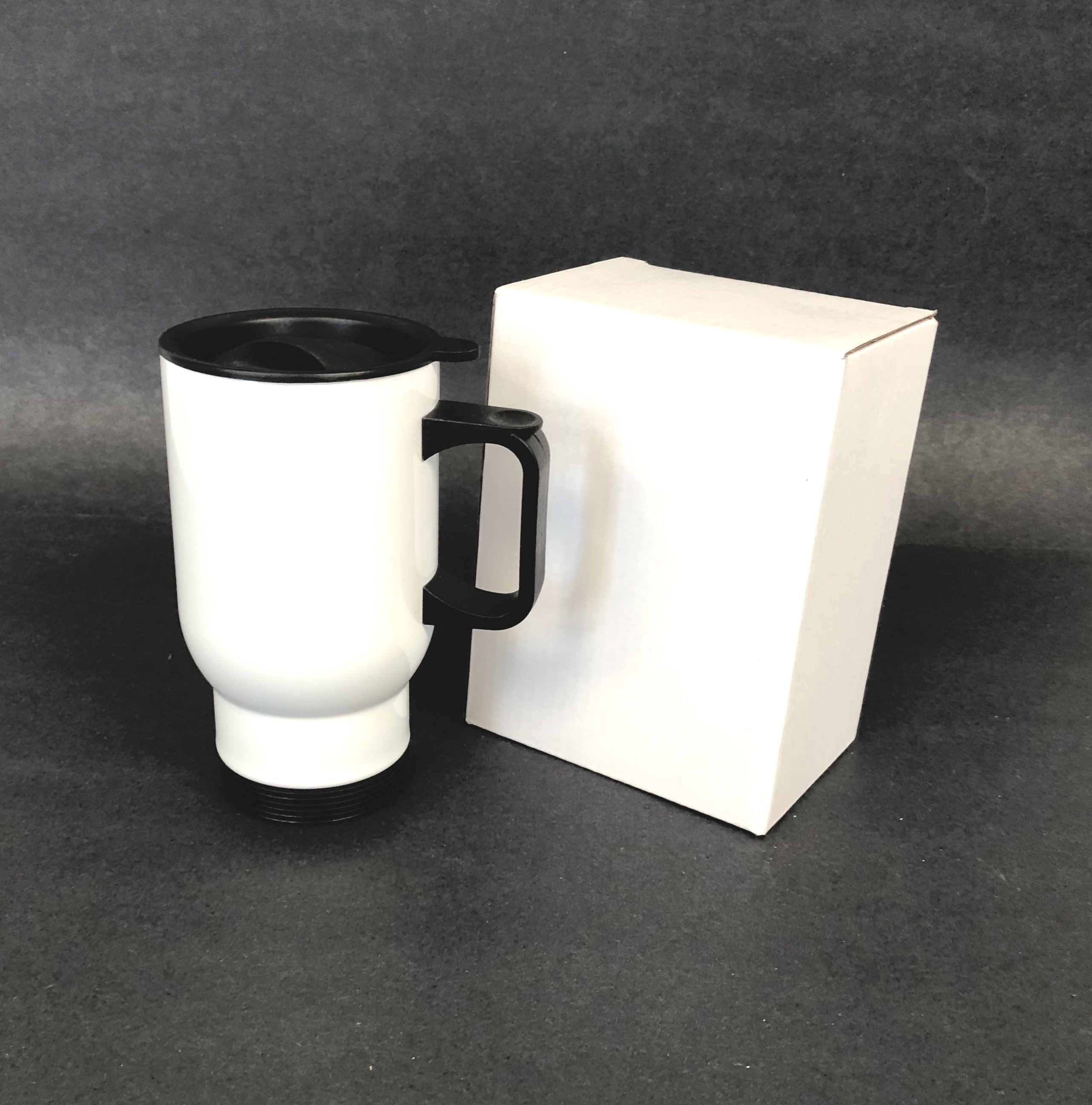 14oz Stainless White Sublimation Coated Travel Mug with Box