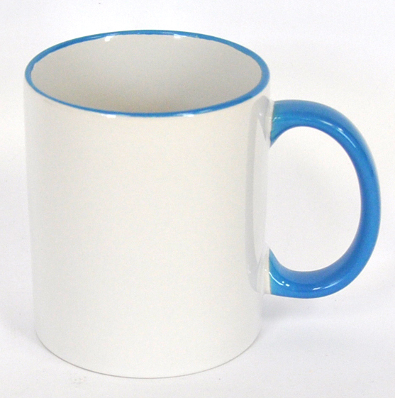 11oz Rim & Handle Light Blue Color Sublimation Coated Mugs