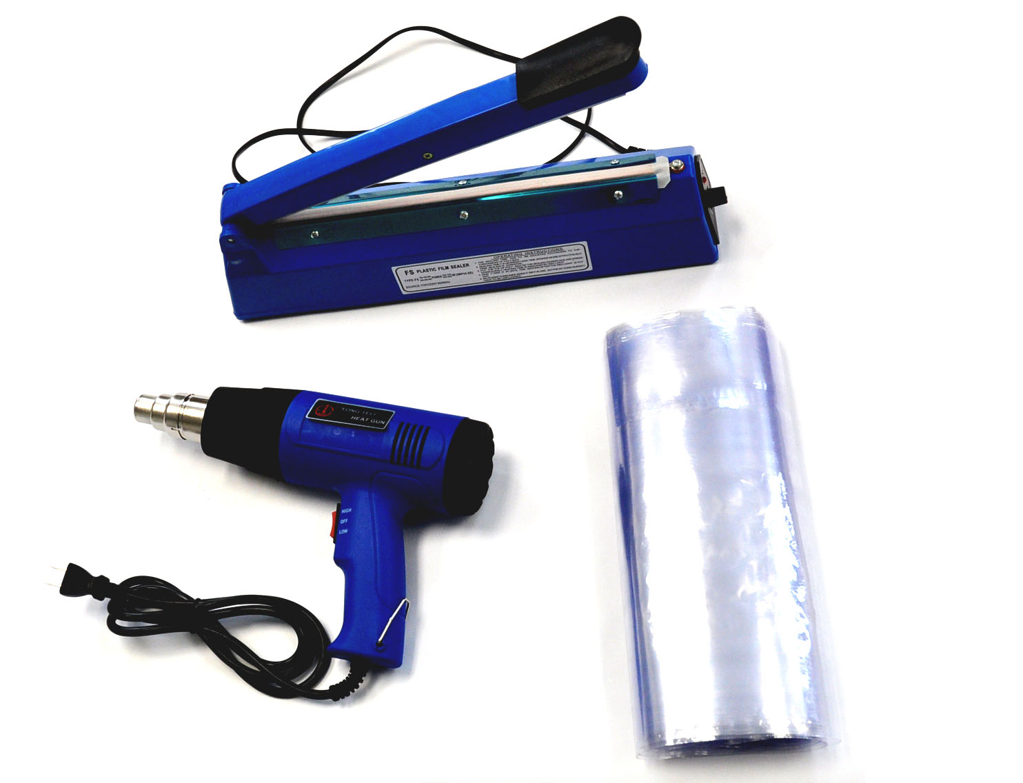 6 inch (150mm) Impulse Heat Sealer+Heat Gun+Shrink Wrap Plastic